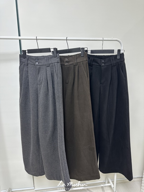 (限量商品)雙釦帶絨西裝寬褲